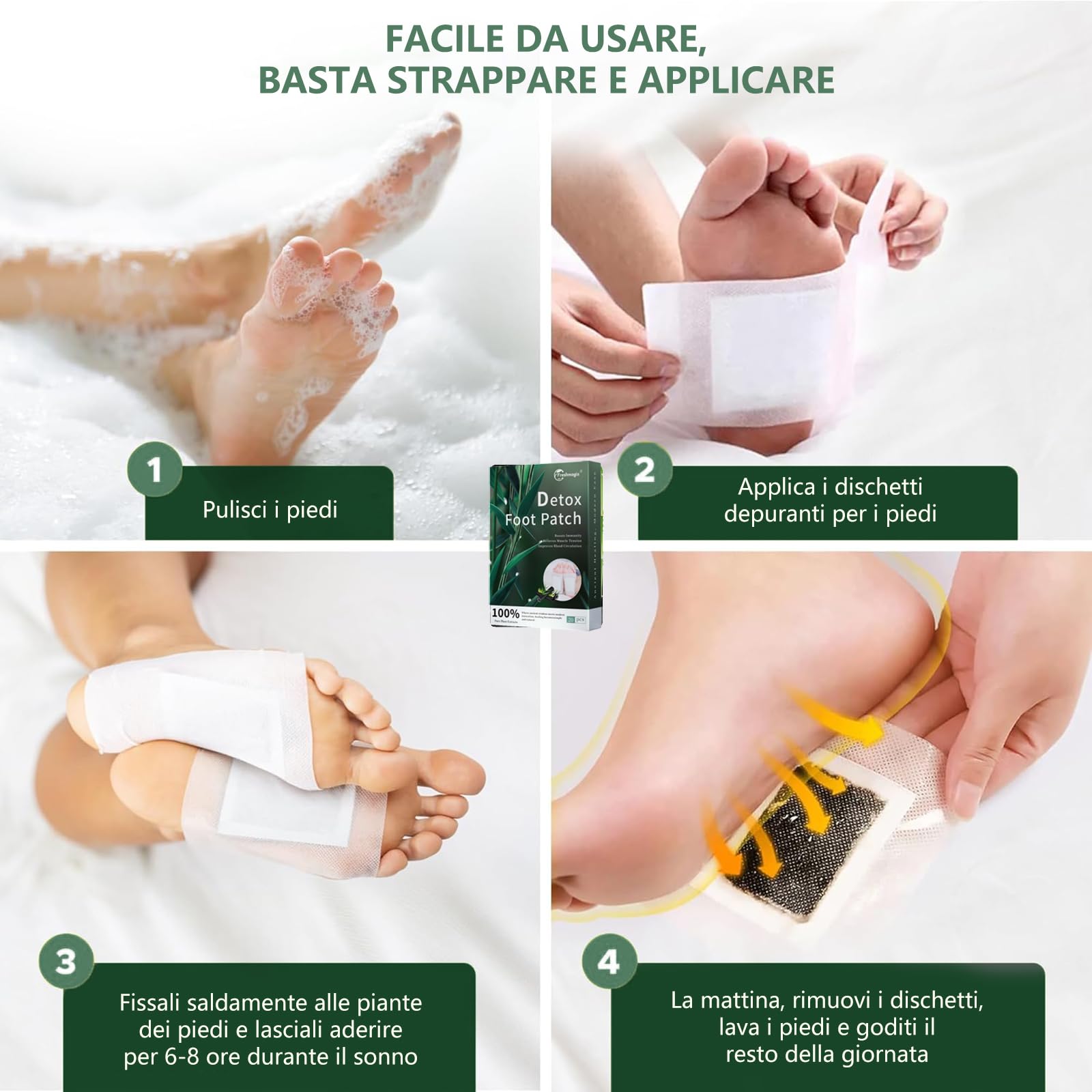 20PCS Parches Detox Pies, ultra parches detox para relajar los pies, promoviendo un mejor sueño. Baños de pies naturales para la desintoxicación