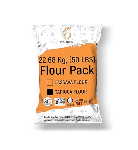 Harina de almidón de tapioca totalmente natural de Iya sin granos sin gluten sin OMG y Kosher Hecho de 100 raíz de yuca bolsa de 50 libras