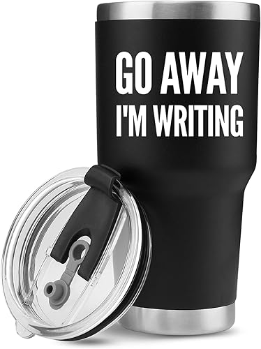 Panvola Go Away, I'm Writing - Vaso aislado al vacío para escritor, regalo sarcástico, divertido, autor, novelista, novelista, poeta, guionista,
