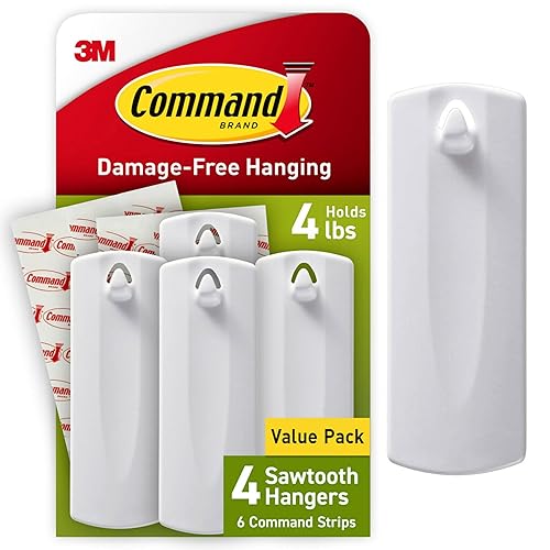 Command Sawtooth Picture Hangers, 4 Frame Hangers and 6 Command