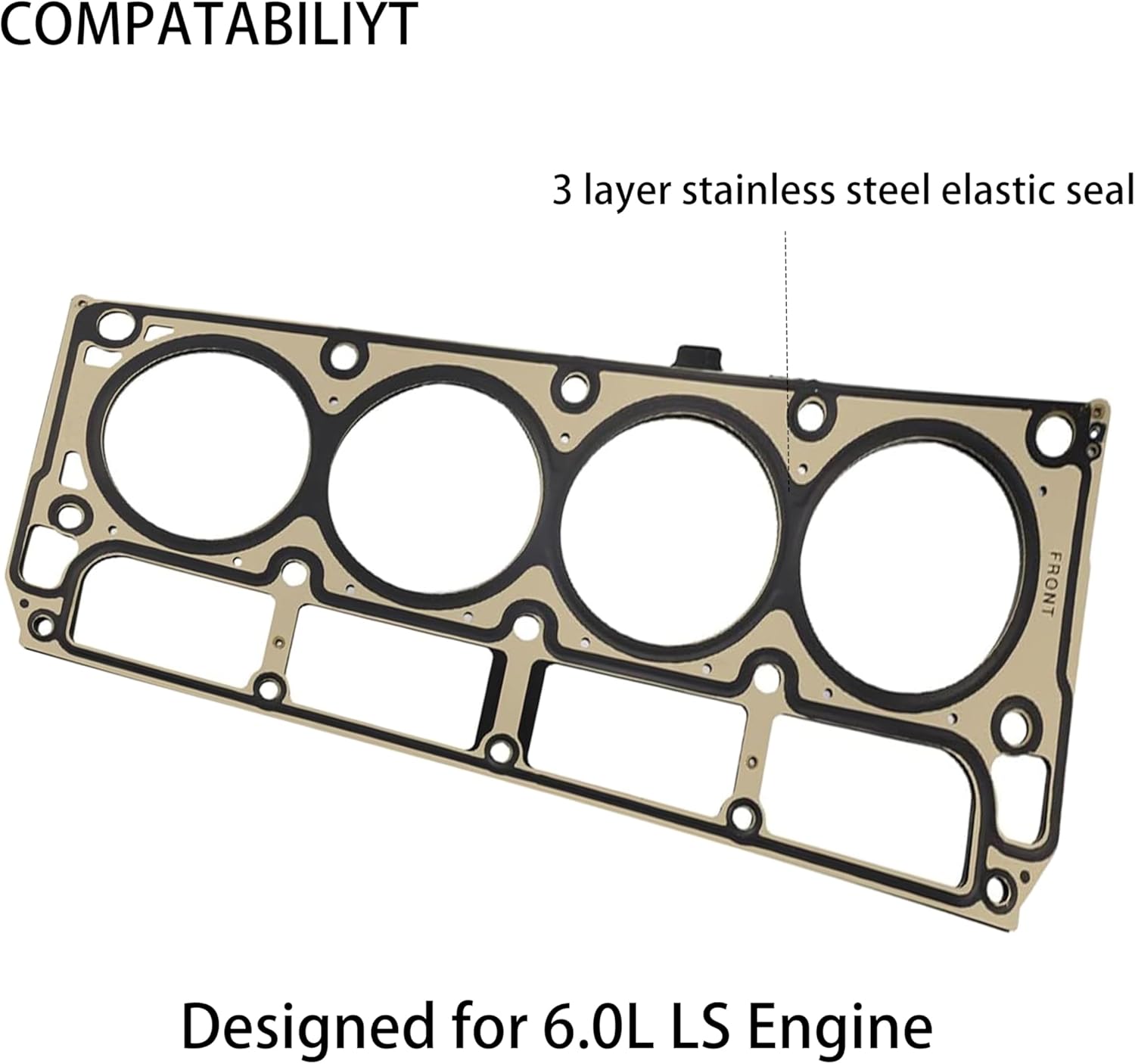 MLS Cylinder Multi-Layer LS Engine Head Gasket Kit - 12589227 12575392 Fits GM LS2 LQ9 LQ4 L76 L77 LY6 L96 LFA LZ1 V8 Engines 6.0L Chevy Buick GMC Pontiac Hummer Cadillac Saab - 2PCS Set
