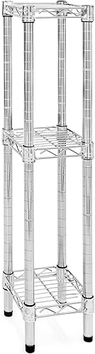 Shelving Inc. Estantería de alambre cromado de 8 pulgadas de profundidad x 8 pulgadas de ancho con estantes de 3 niveles, capacidad de peso de 800