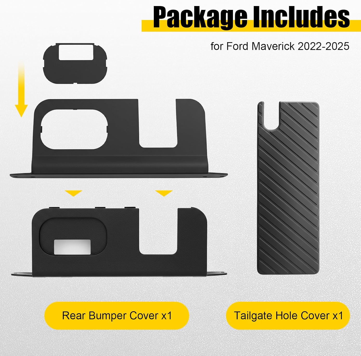 Rear Bumper Cover & Tailgate Hole Cover Combo for Ford Maverick Accessories 2022 2023 2024 2025 (Not for Lobo)