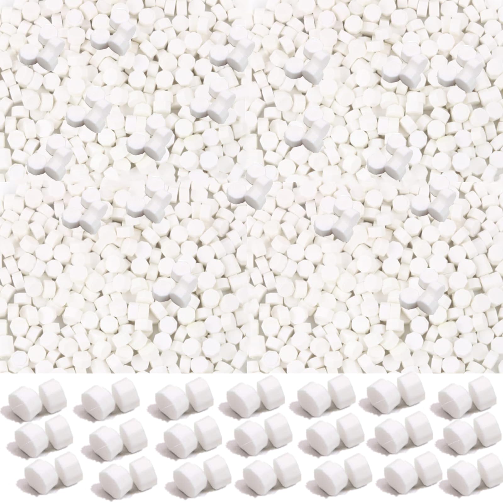 720Pcs Wax Sealing Beads, White Sealing Wax Beads, 0.55lb Octagon Wax Seal Beads for Wax Seal Stamp, Cards, Wedding Invitations, Wine Packages, Gift Wrapping, Letter Sealing (White)