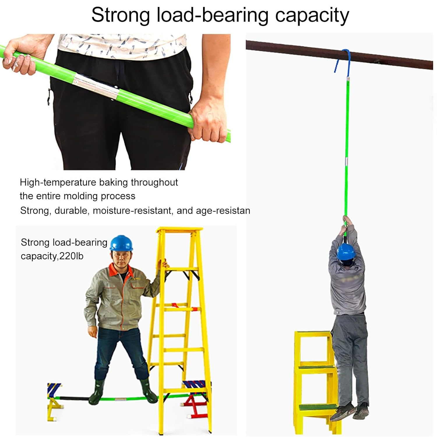 Professional Insulated Rescue Hook, Epoxy Resin, Non-Conductive Electrical Safety Life-Saving Pole Stick, for ​​Substation/Fire/Construction(1m/39.4in/3.3ft)