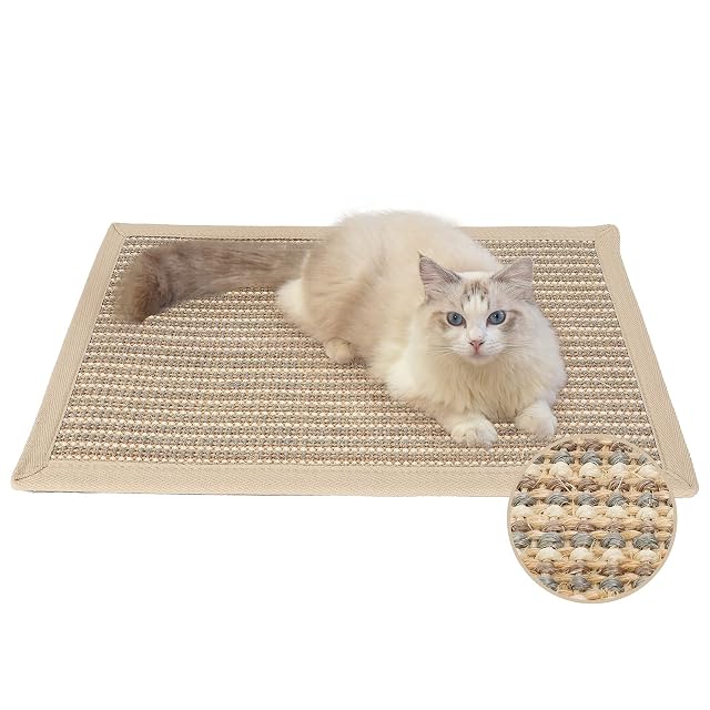 FUKUMARU Alfombrilla rascadora para Gatos, 60 x 40 cm, sisal Natural para Gatos