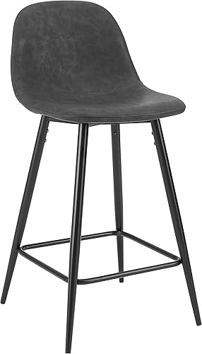 Miniatura 8 de Crosley Furniture Weston - Juego de 2 taburetes de bar tapizados con altura de mostrador, color negro desgastadonegro mate