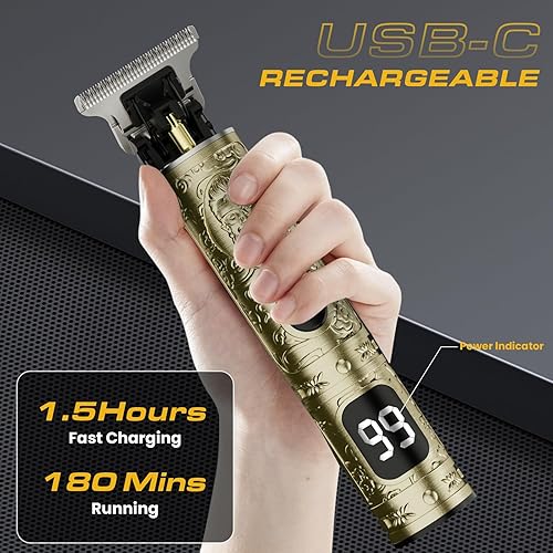 Miniatura 5 de Fannas Recortadora de pelo para hombres, recortadora de barba para hombres, peluquero profesional, inalámbrica, sin huecos, con pantalla LCD,