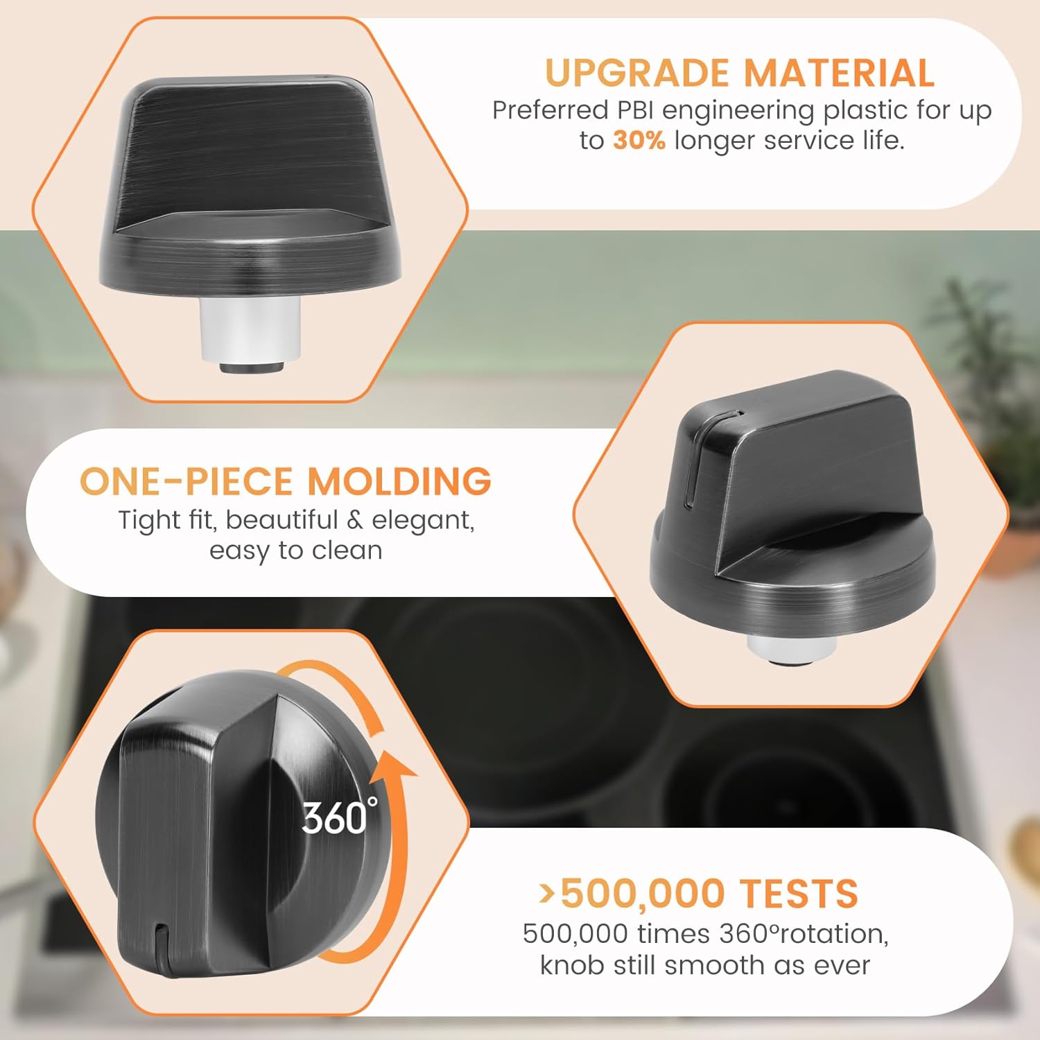 DG94-01480A Replacement Knobs for Samsung Electric Stove NZ30K6330RG/AA, NZ36K6430RS/AA, NZ30K6330RS/AA, NZ36K6430RG/AA, DG94-01480A Cooktop Burner Knob(No blue light）