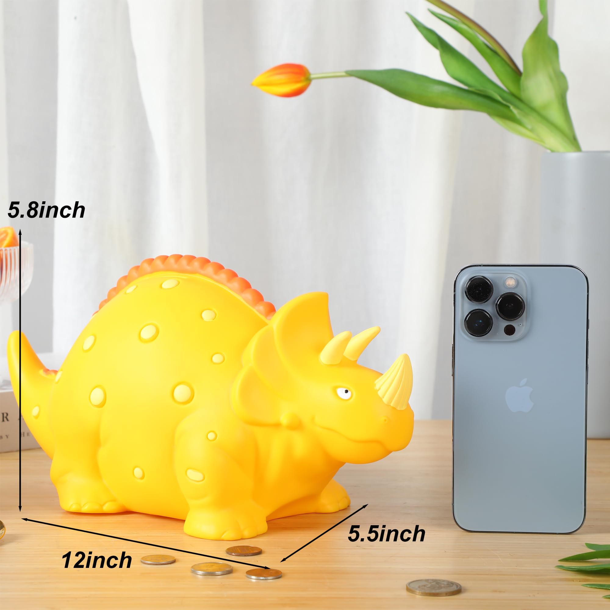 Amazon.co.jp: H&W トリケラトプス 貯金箱 大型 恐竜貯金箱 飛散防止