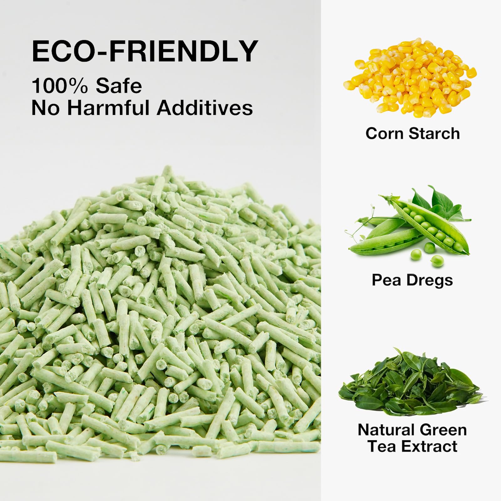 Lettiera per gatti in tofu, 10,2 kg (5,6 lb × 4 sacchetti), raggruppamento di tè verde, 100% materie prime per uso alimentare, lavabile, ultra assorbente e ad asciugatura rapida, solubilità in acqua