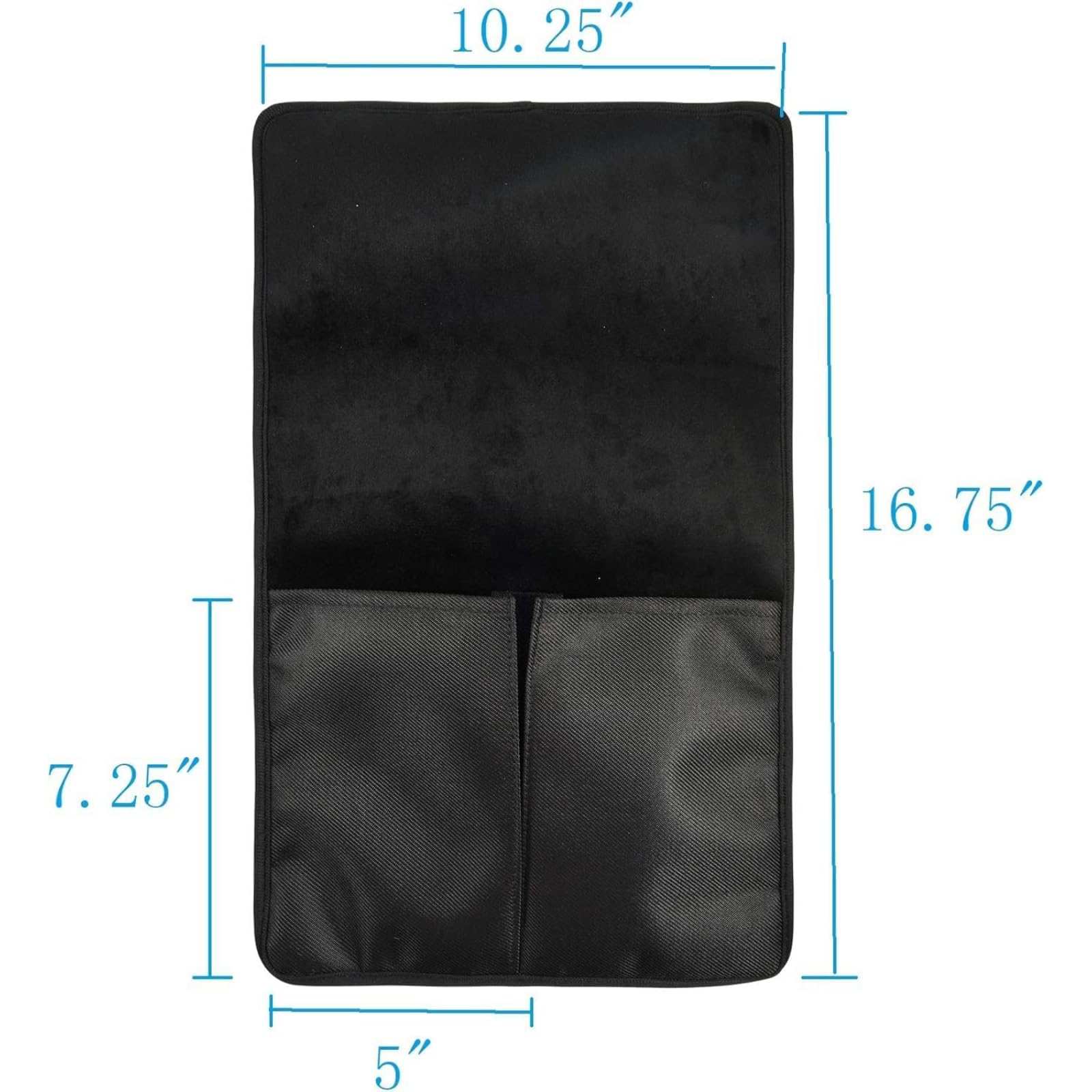 Homakover 16'' x 10.25'' Soft Chair Armrest Organizer Anti-Slip Armchair Storage Bag with 2 Pockets for Cell Phone, TV Remote Control, Water Bottle