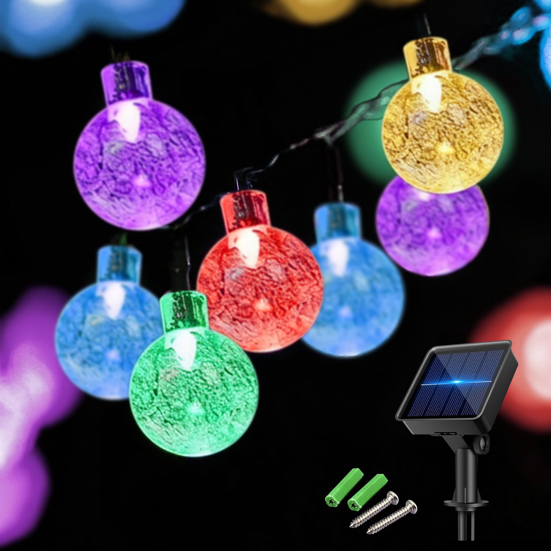 Knayis 30LED Solar Garden Lights,5M/16FT Solar String Lights Waterproof,8 Modes Outdoor Fairy Lights for Indoor/Outdoor Garden Yard Patio Fence Camping Party Christmas Decorations(Multi-Coloured)