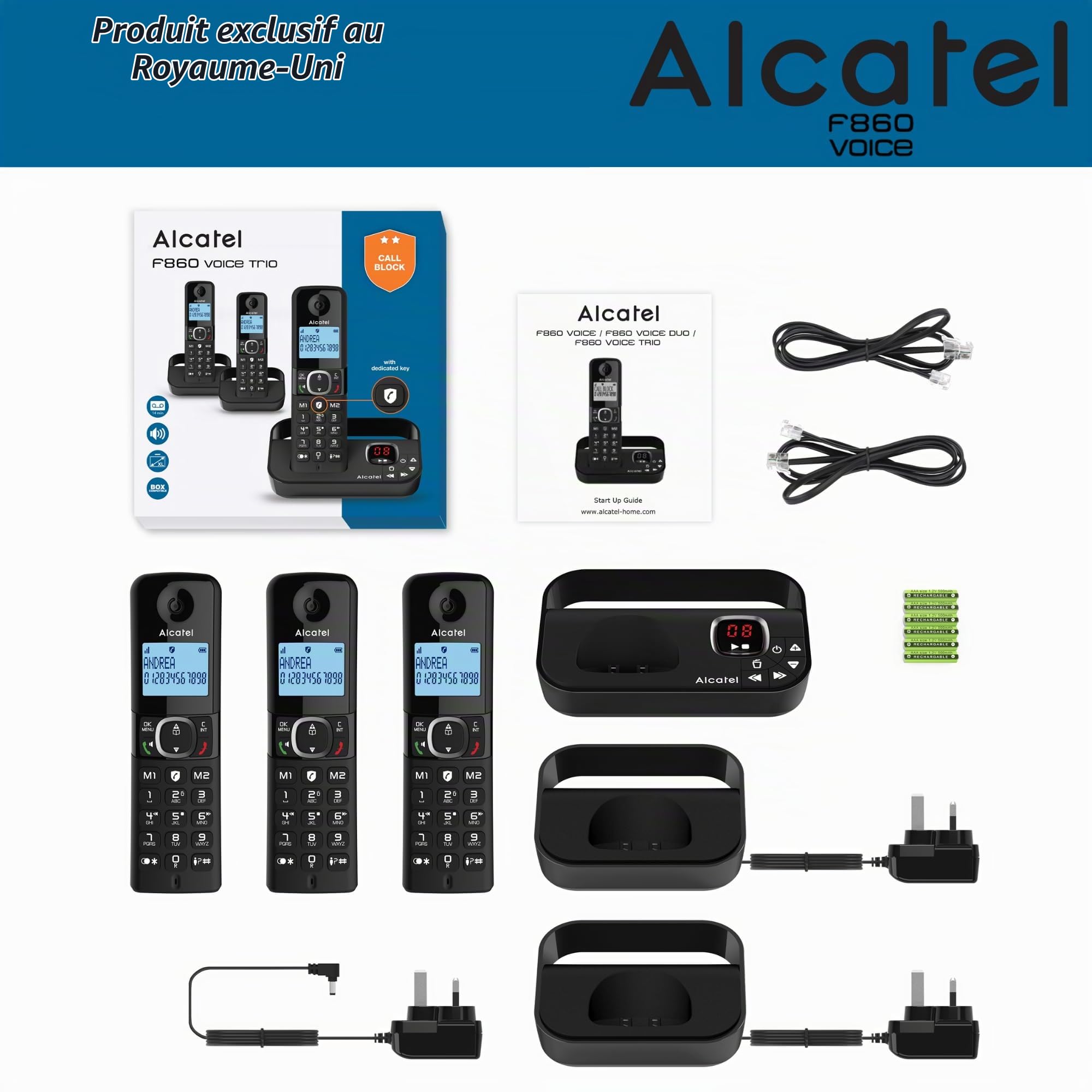 Alcatel F860 Trio Bloc d'appel DECT Téléphone et répondeur