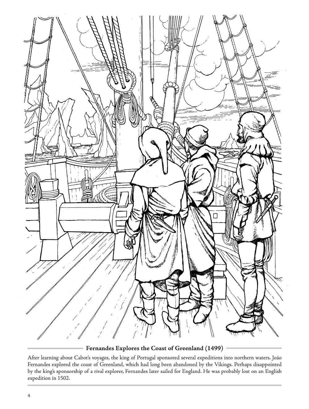 Picture the Past: The Exploration of North America: Historical Coloring Book