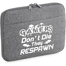 Gamers Don't Die They Respawn Funny Retro Gamer Enthusiast PC Gamer Console Game Gift for Him or Her Tech Organiser iPad Mini/Air/Pro, Universal Travel Gadget Bag. Grey Marl