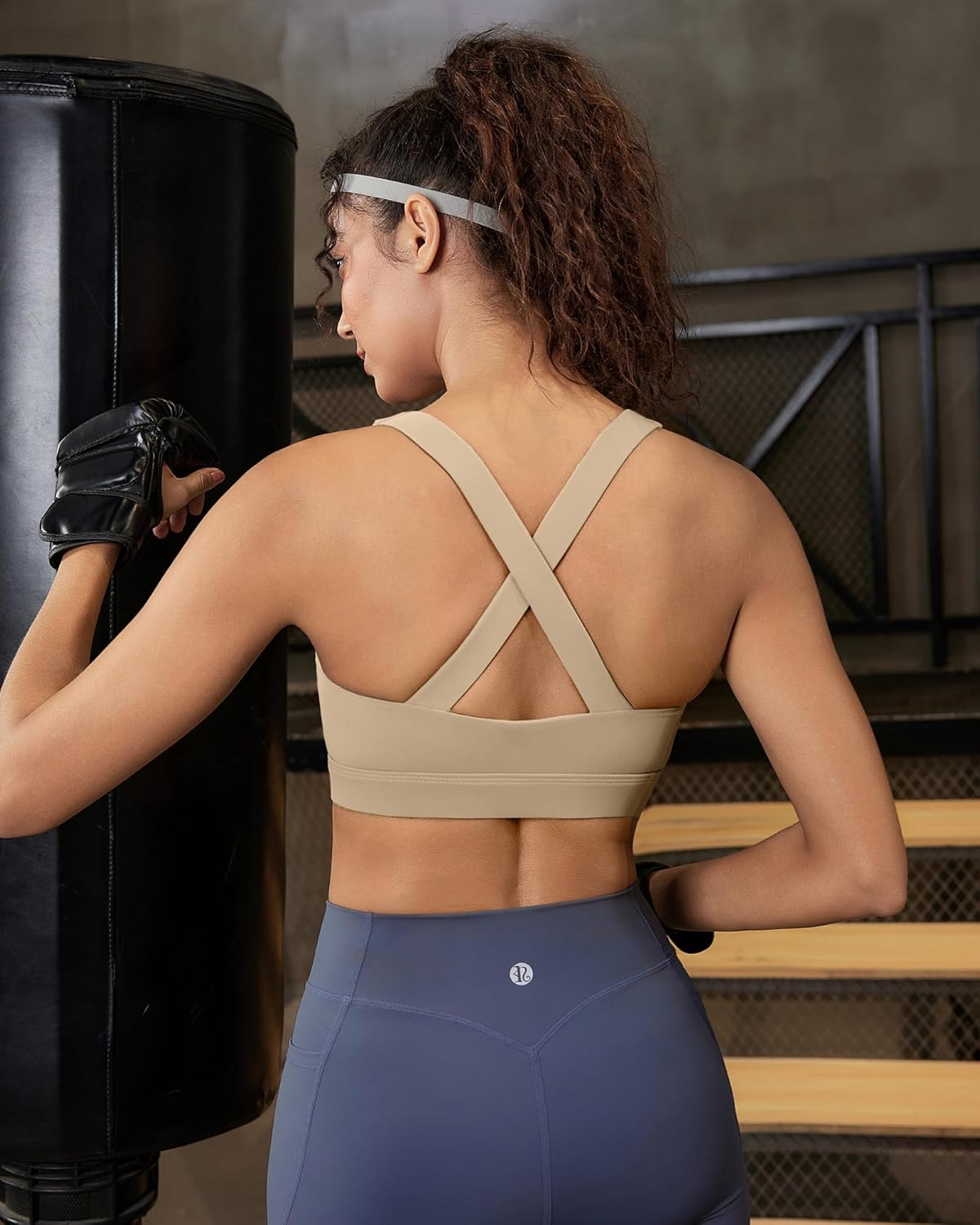RUNNING GIRL Sports Bra for Women,Molded Cup Strappy Running High Impact Sports Bra with Sewn in Pads