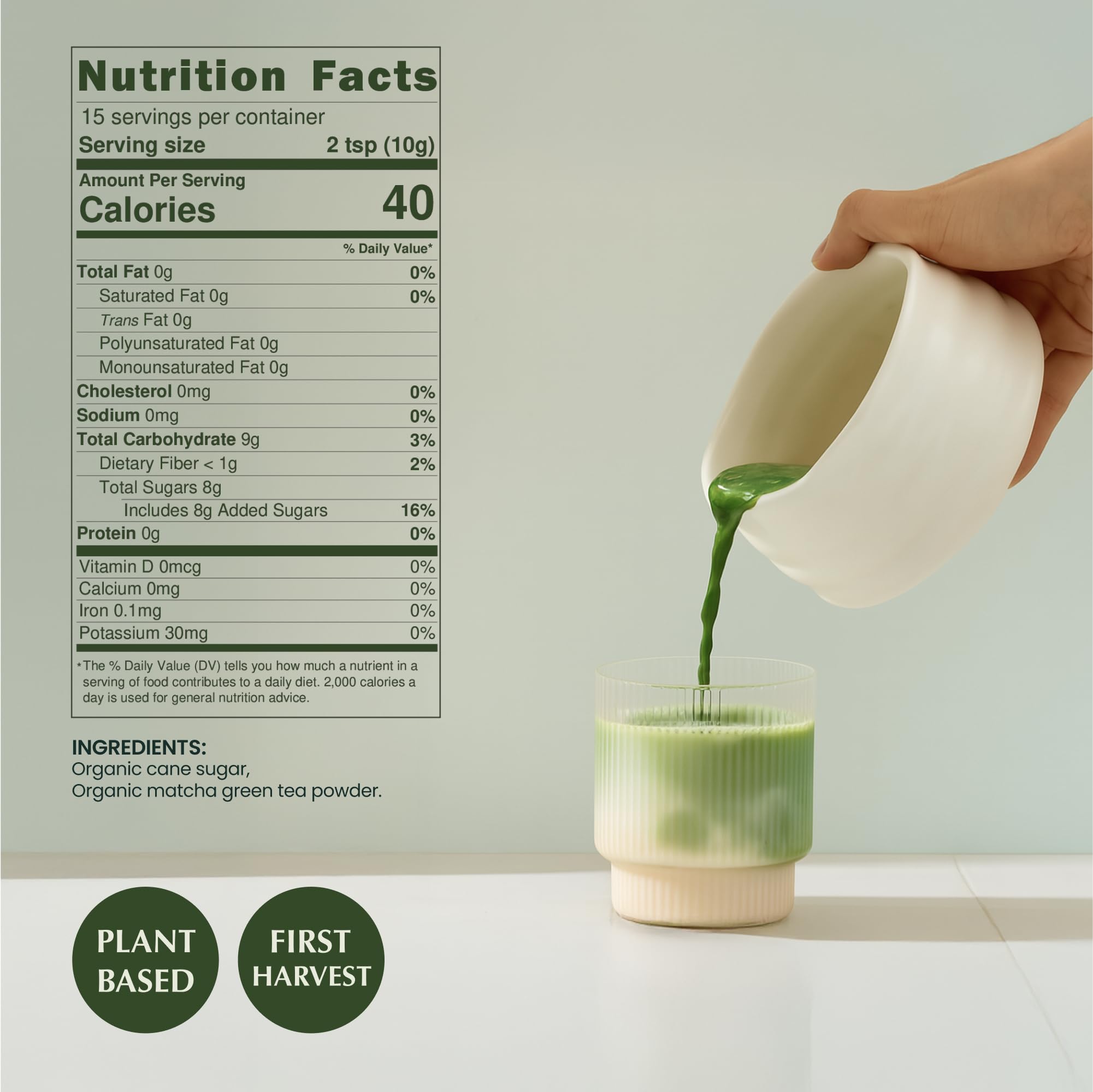 Encha Matcha Latte Powder Sweetened - Lightly Sweet Matcha Powder - First Harvest - Premium Japanese Matcha - — view 2