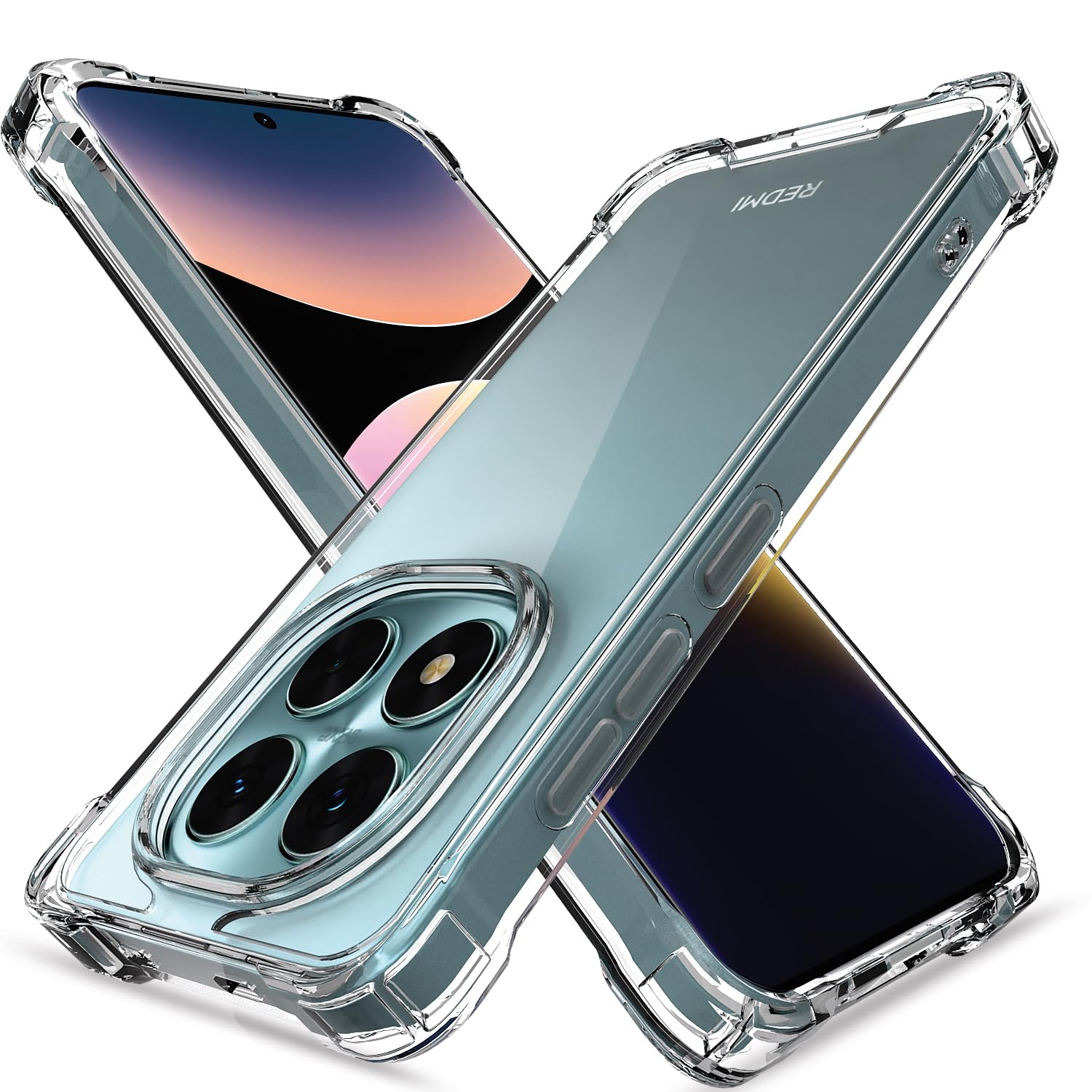 Pikkme Back Cover for Redmi Note 15 Pro 5G PC + TPU Clear Transparent Raised Edges Shockproof Protective Phone Bumper Case(Transparent)