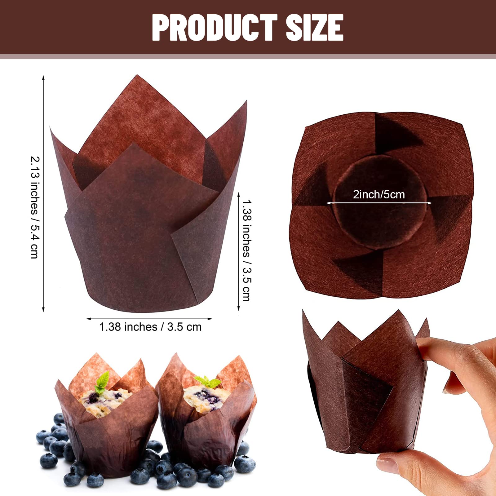 YIXNSW Lot De 200 Moules à Muffins En Papier Marron - Idéal Fêtes, Anniversaires Et Pâtisseries