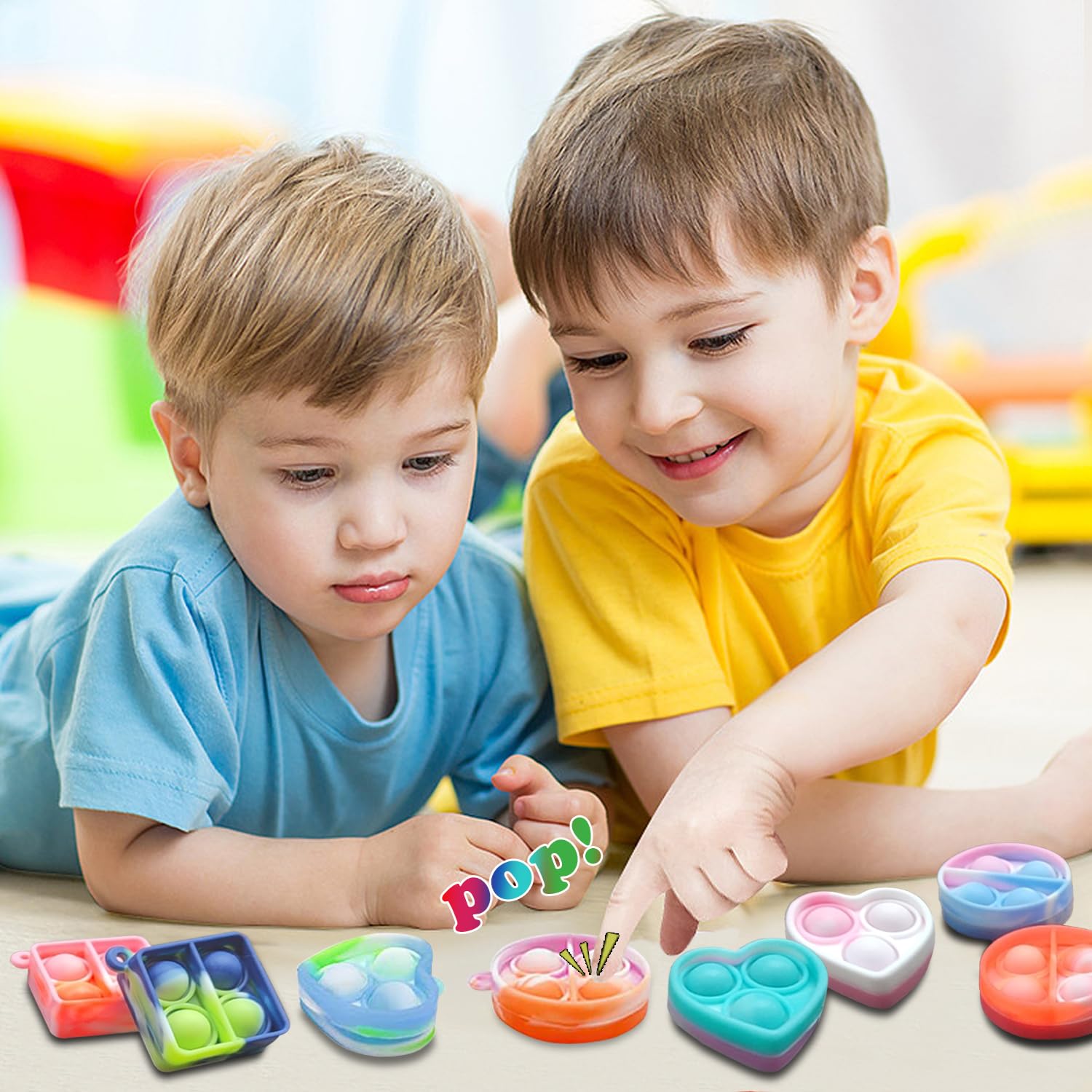 Yeefunjoy 30PCS Mini Pop Push It Fidget Toy Portachiavi, giocattolo manuale con bolle da premere stile, Mini Pop silicone, Push Pop Bolla Giocattolo Antistress Anti-Anx Sensoriali Bulk Bambini Adulti