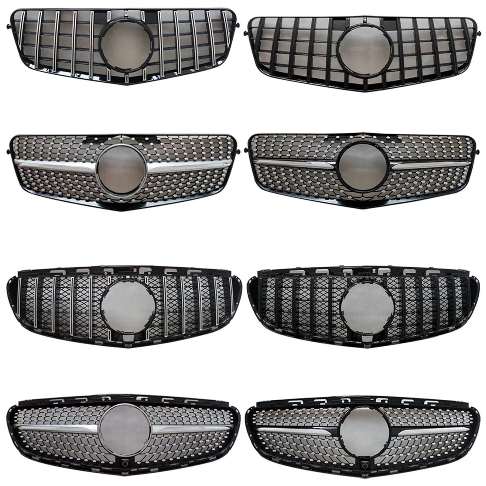 osłona chłodnicy silnika osłona Przedni grill zderzak grill kratka akcesoria tuningowe pasuje do Mercedes Benz E Klasa W212 2009-2015 E260 E300 E350 E200 GT kratki samochodowej(09-12 GT Silvery)