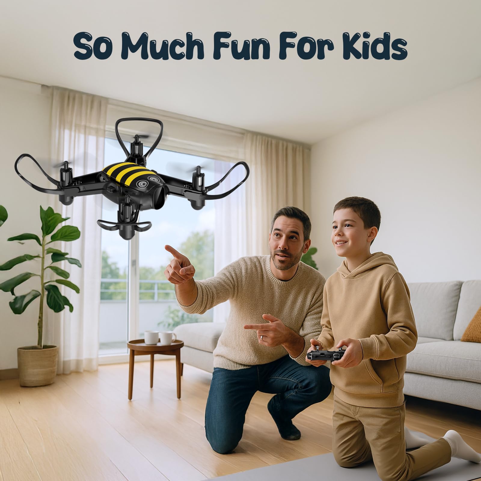 Loolinn | Drone per Regalo a Bambini - Design Divertente, Facile da Pilotare, Sicuro per Bambini, Acrobazie a 360°, Hub di Ricarica e Due Batterie Incluse (Regali di Natale per bambini e bambine)