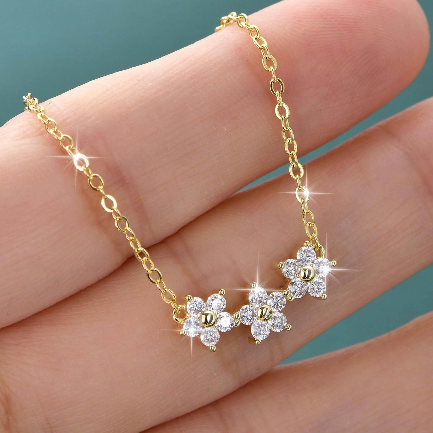 3-Star Moissanite Pendant Necklace, 0.45cttw D Color VVS1 Lab Created Imitation Diamond 14K Gold Plated Star Pendant for Women Wife Birthday Jewelry Gifts - Image 3