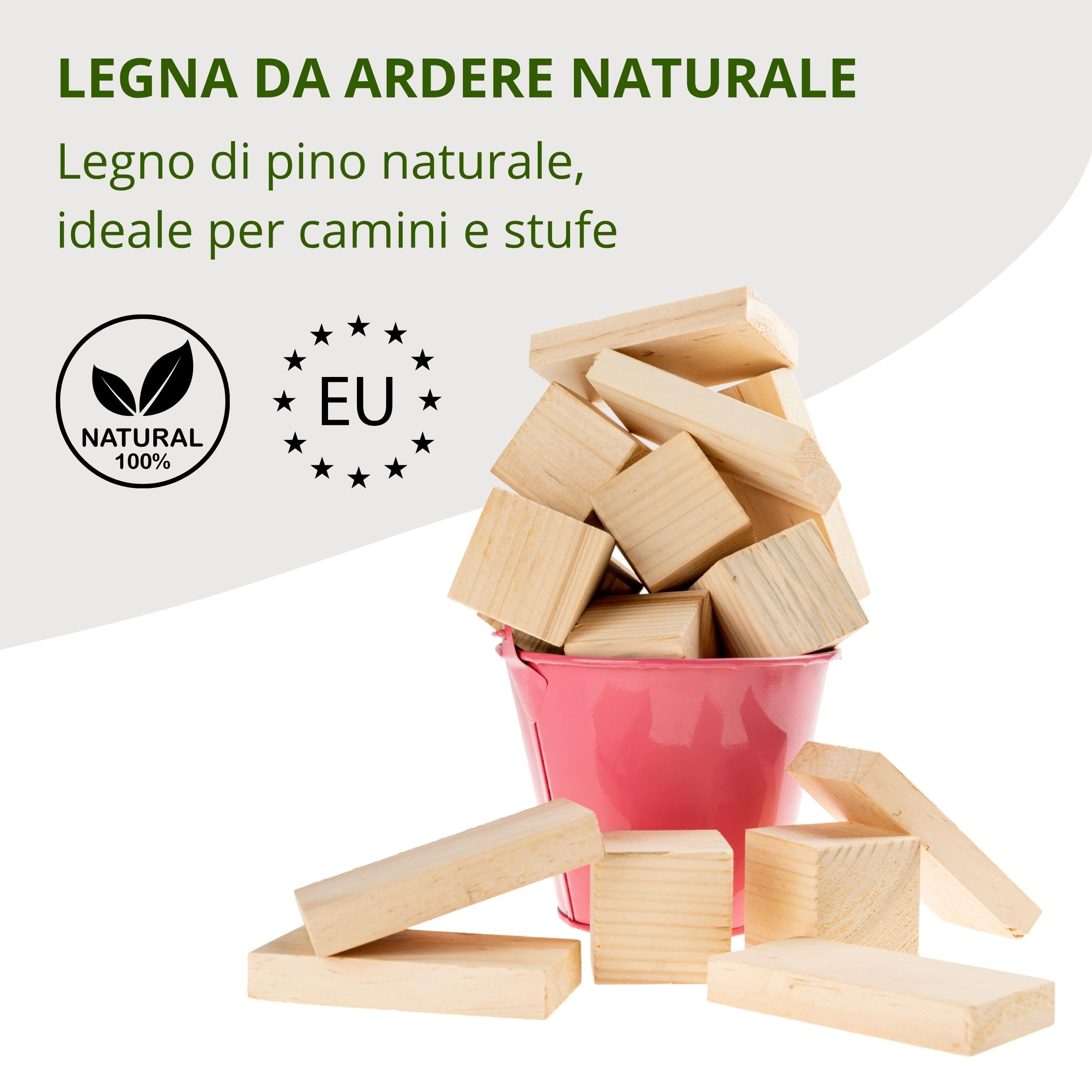 Floranica Bricchetti di Legno 20kg, Tronchetti Pressati per Stufa e Camino, Lunga Durata