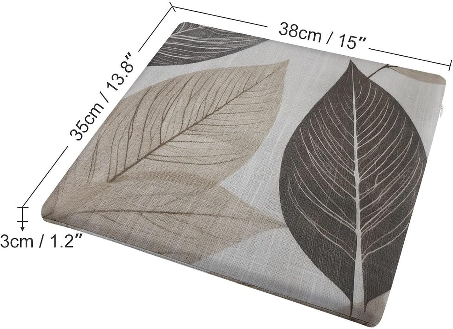 White Leaf Pattern Degrees of Comfort Meditation Floor Pillow, Square Large Pillows Seating for Adults, Tufted Corduroy Cushions for Outdoor Yoga Tatami Fireplace Living Room 15x15 Inch