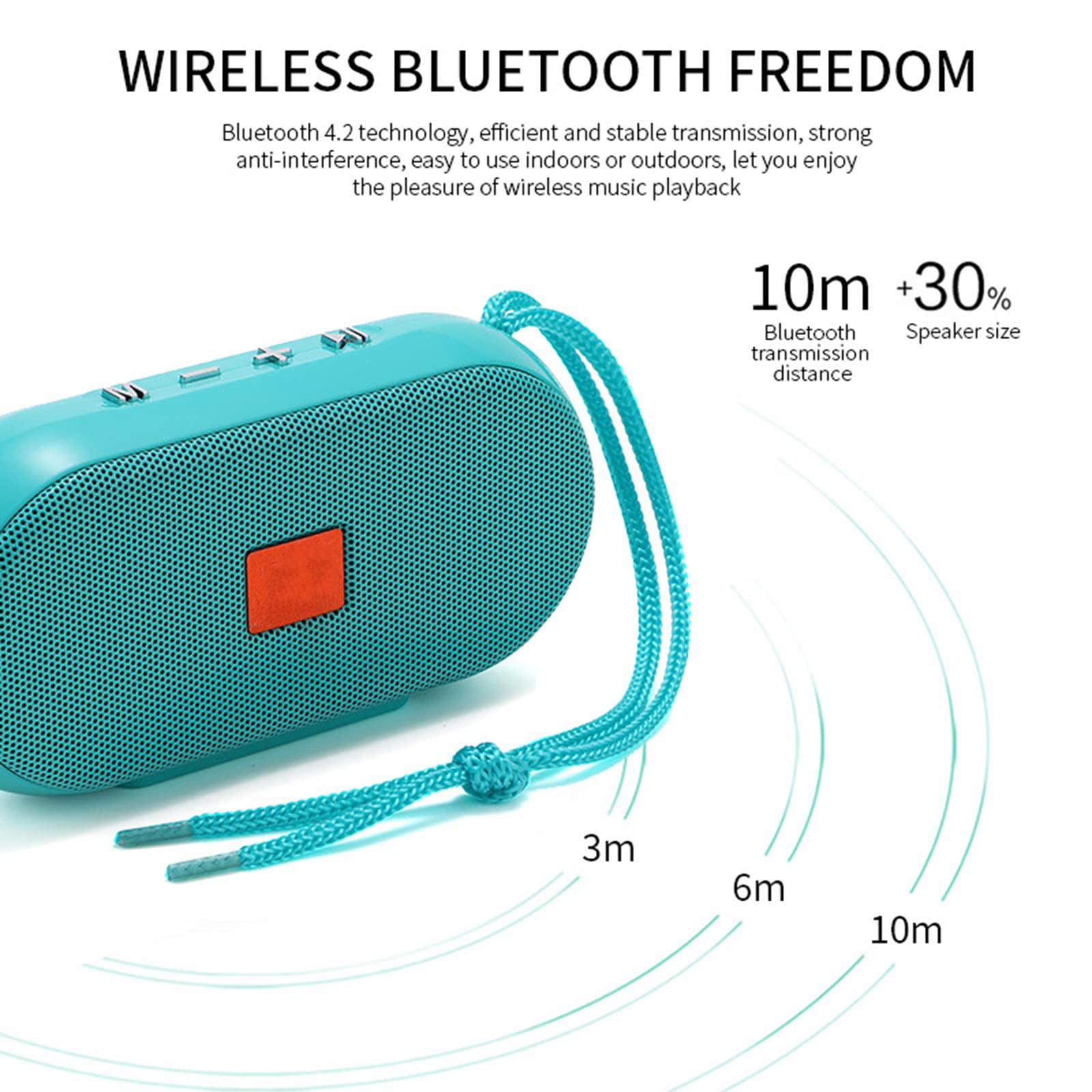 Przenośny głośnik stereo - Radio FM z zestawem głośnomówiącym Bluetooth - Obsługa karty SD/TF, port USB, połączenie TWS, zasięg Bluetooth 10M,Dark green