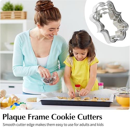 Miniatura 7 de Juego de 4 cortadores de galletas con marco de placa de acero inoxidable, juego de cortadores de galletas de pastelería para fondant (estilo 2)