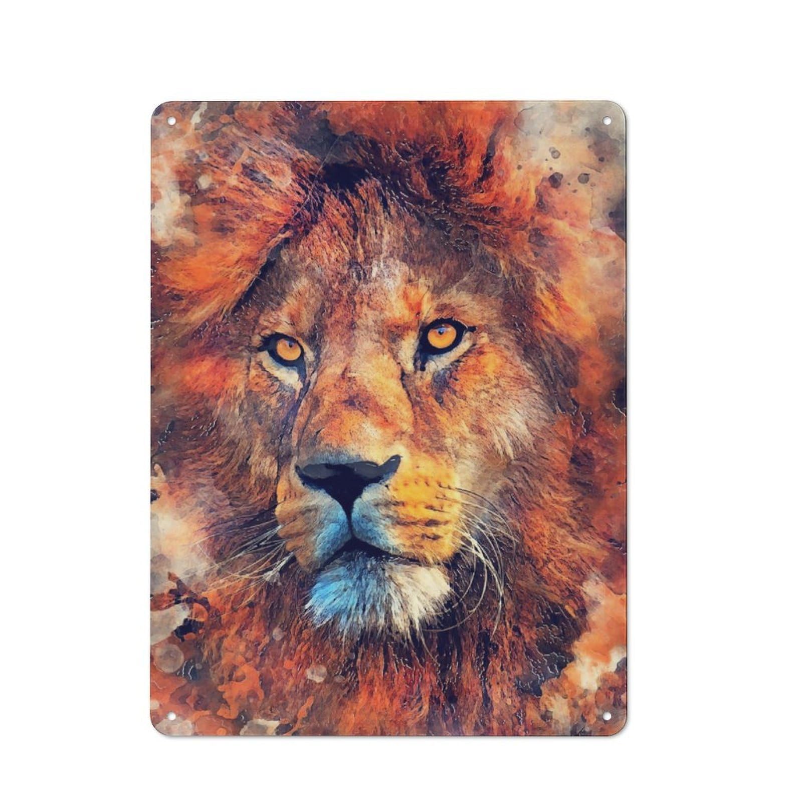 Junmoney Lion Retro Tin Wall Plaque 40X30cm For Dining Room Or Kitchen, For Home Decor Collectors