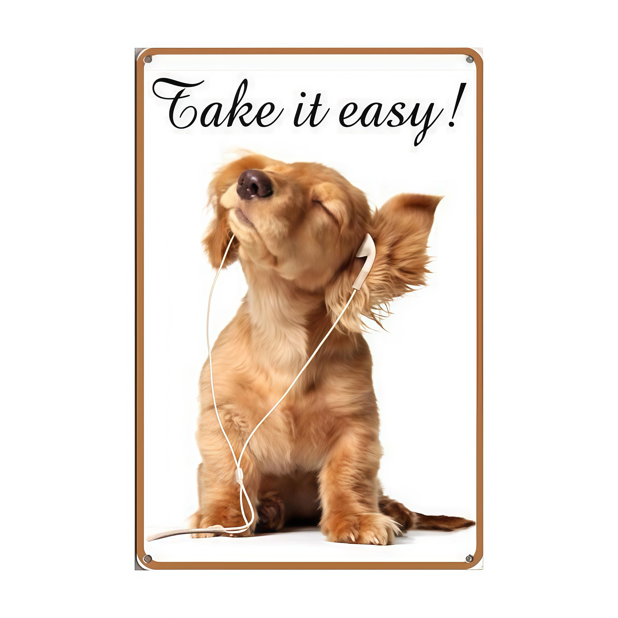 Kwqdozf As Pic Vintage Metal Tin Sign Puppy Take It Easy Retro Style For Home Decor Kitche