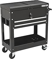 Ironton 28in. 2-Drawer Rolling Tool Cart: 350lb Capacity, Locking Drawers, Heavy-Duty Steel Garage Organizer