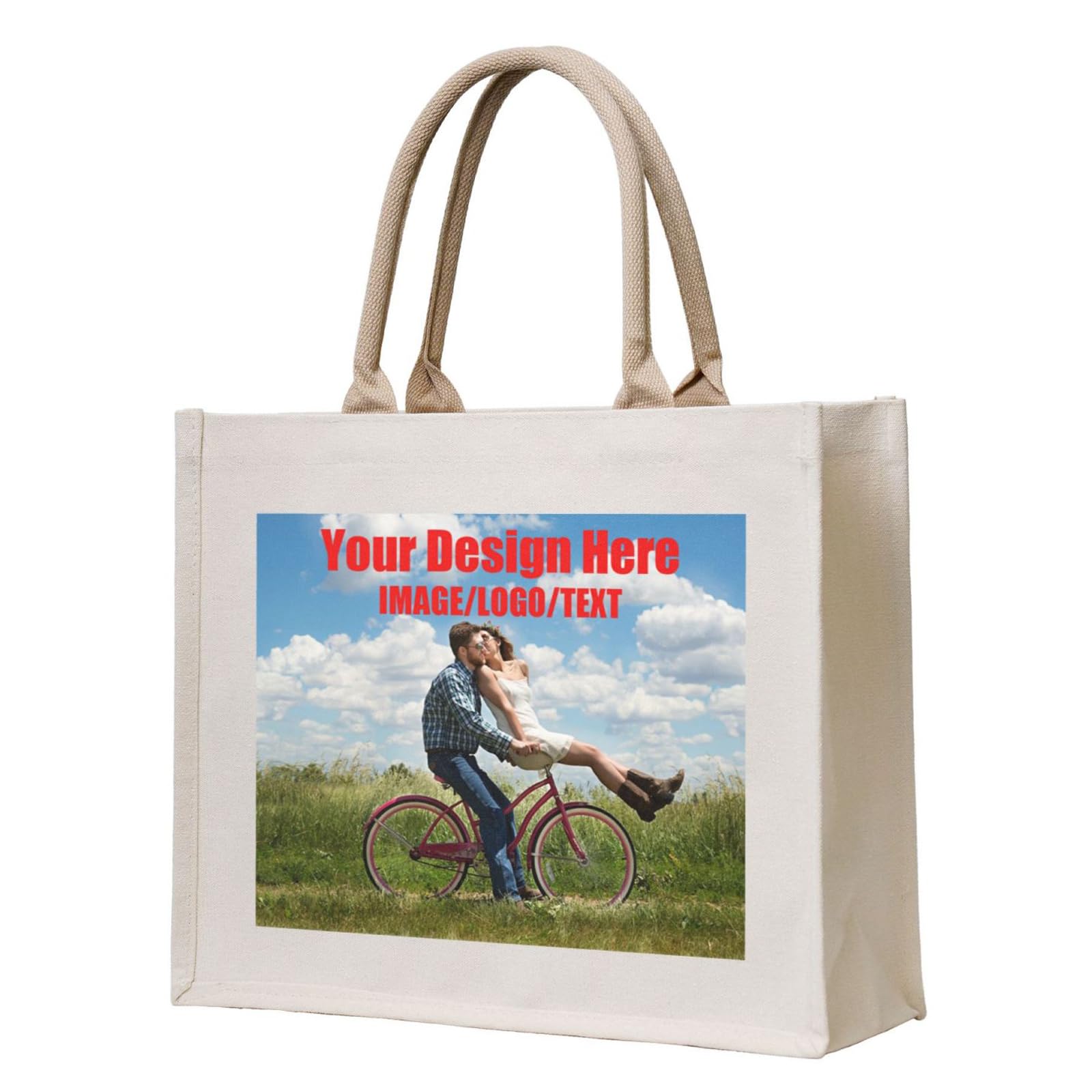 Custom Canvas Tote Bag for Women, Personalized Tote Bag Beach Bag for Mom, Teachers, Friends, Suitable for Shopping, Wedding, Birthday, Beach, Holiday (Large Capacity-No Zipper)