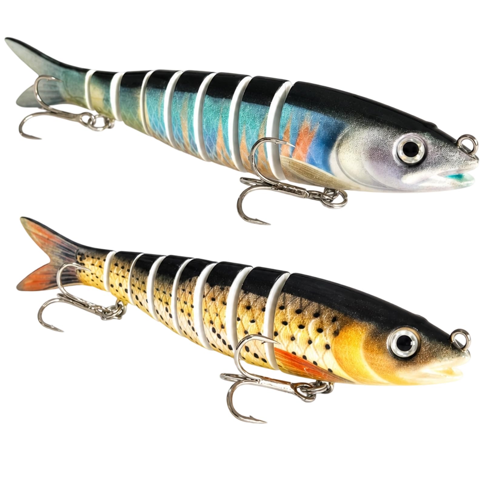 2PCS Lure, Bass Lures, Sea Fishing Lures, Multi-Segment Slow Sinking Swimbait, Realistic Weedless Fishing Lures for Freshwater & Saltwater Bass Angling