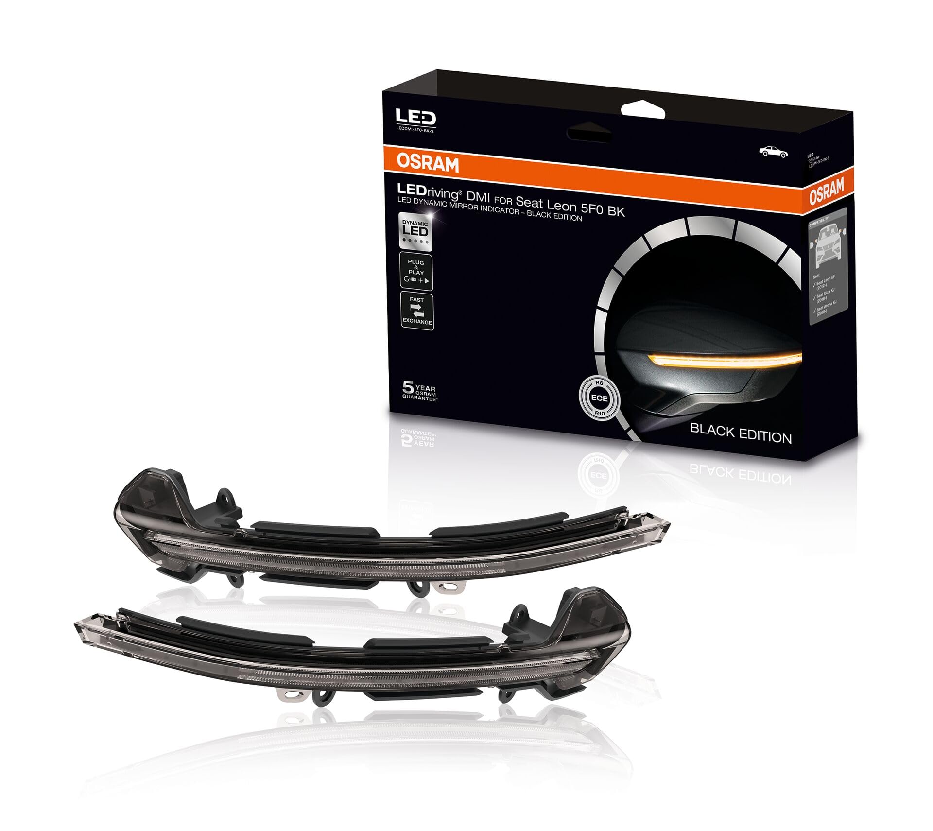 OSRAM LEDDMI 5F0 BK S LEDriving Dynamic LED Mirror Indicator - Black Edition, Set of 2