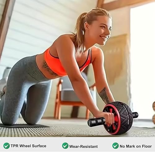 Miniatura 2 de Rueda de rodillo abdominal y rodillera, equipo de entrenamiento de abdominales para entrenamiento de fuerza abdominal y central, ruedas de ejercicio