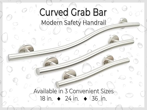 Miniatura 5 de ADA Barra de agarre curvada para baño, ducha, seguridad en el hogar, acabado cepillado, acero inoxidable 304, derecha, 18 pulgadas