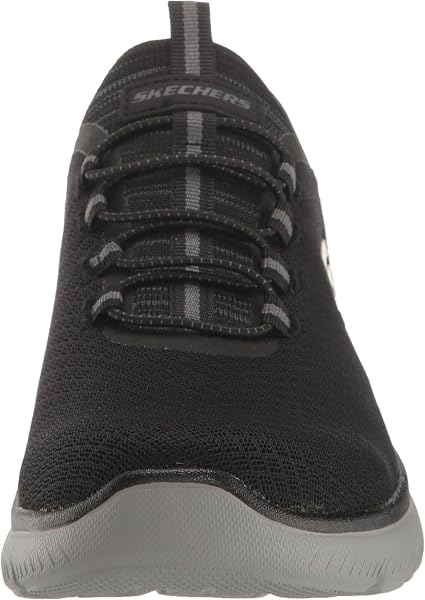 Vista lateral de la zapatilla Skechers Boy's Summits High Range, destacando su malla transpirable y sistema de cordones elásticos.