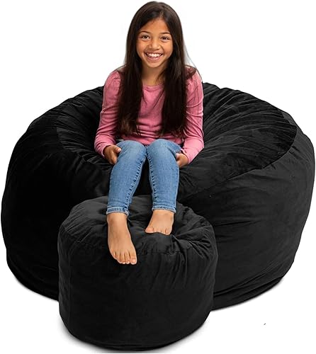 Miniatura 56 de ULTIMATE SACK 3000 Silla Puf de 3 Pies, Funda de Gamuza Negra – Tumbona de Espuma de Gran Tamaño, Asiento de Suelo, Sofá Pequeño o Sofá Cama para