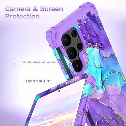 Miniatura 4 de Hocase Funda protectora híbrida de doble capa para Samsung Galaxy S23 Ultra de 6.8 pulgadas 2023 - Cuando el morado se encuentra con el azul
