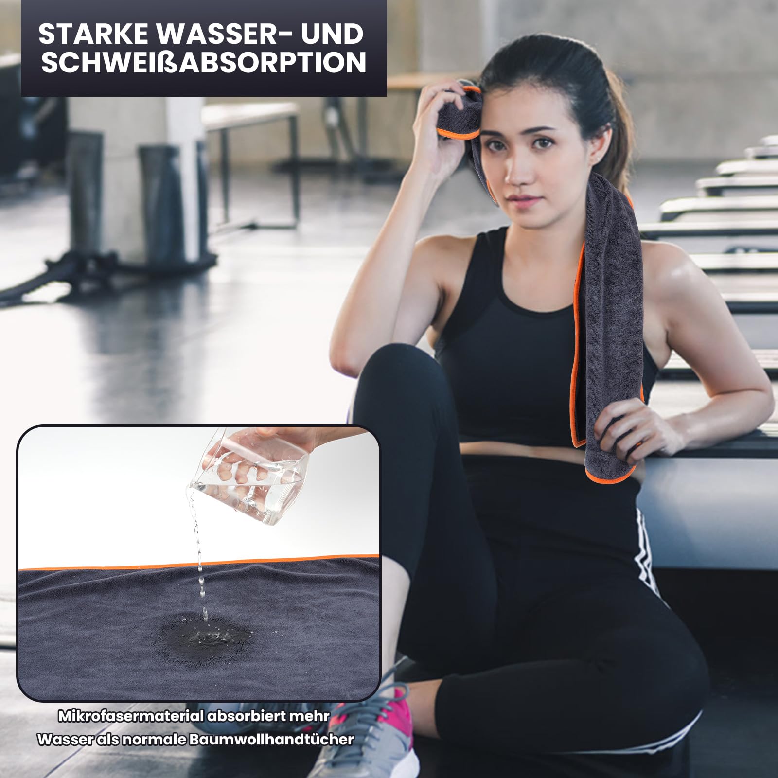 Juego de 3 toallas de fitness de 40 x 80 cm, toalla deportiva de microfibra de 400 g/m², toalla de gimnasio, toalla de microfibra para el pelo, toalla de viaje para gimnasio y exterior