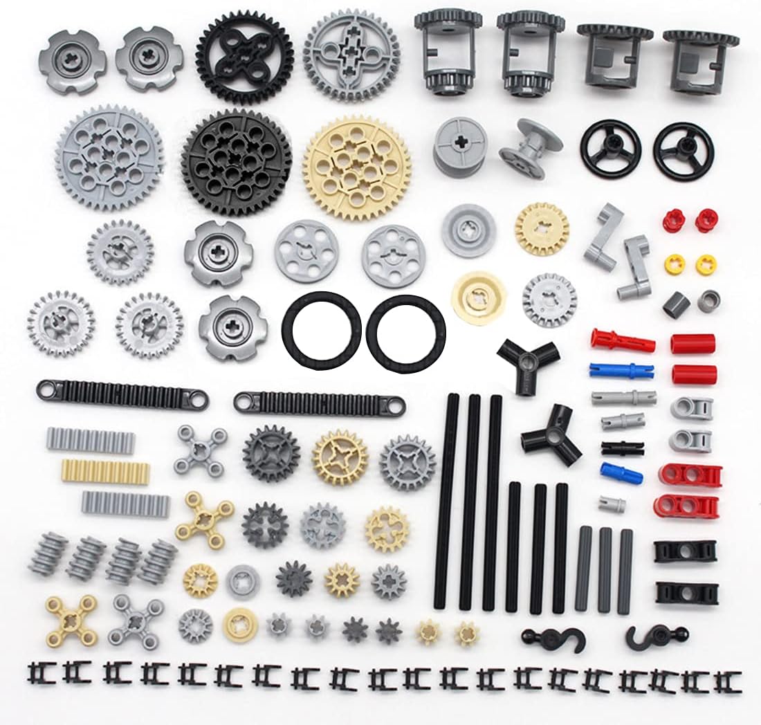 EXFEA Technology Replacement Parts Set, Technology Parts Bricks Kit Engine Gear Equipment Clamping Building Blocks Connector, Compatible with Lego Technic, 116 Pieces