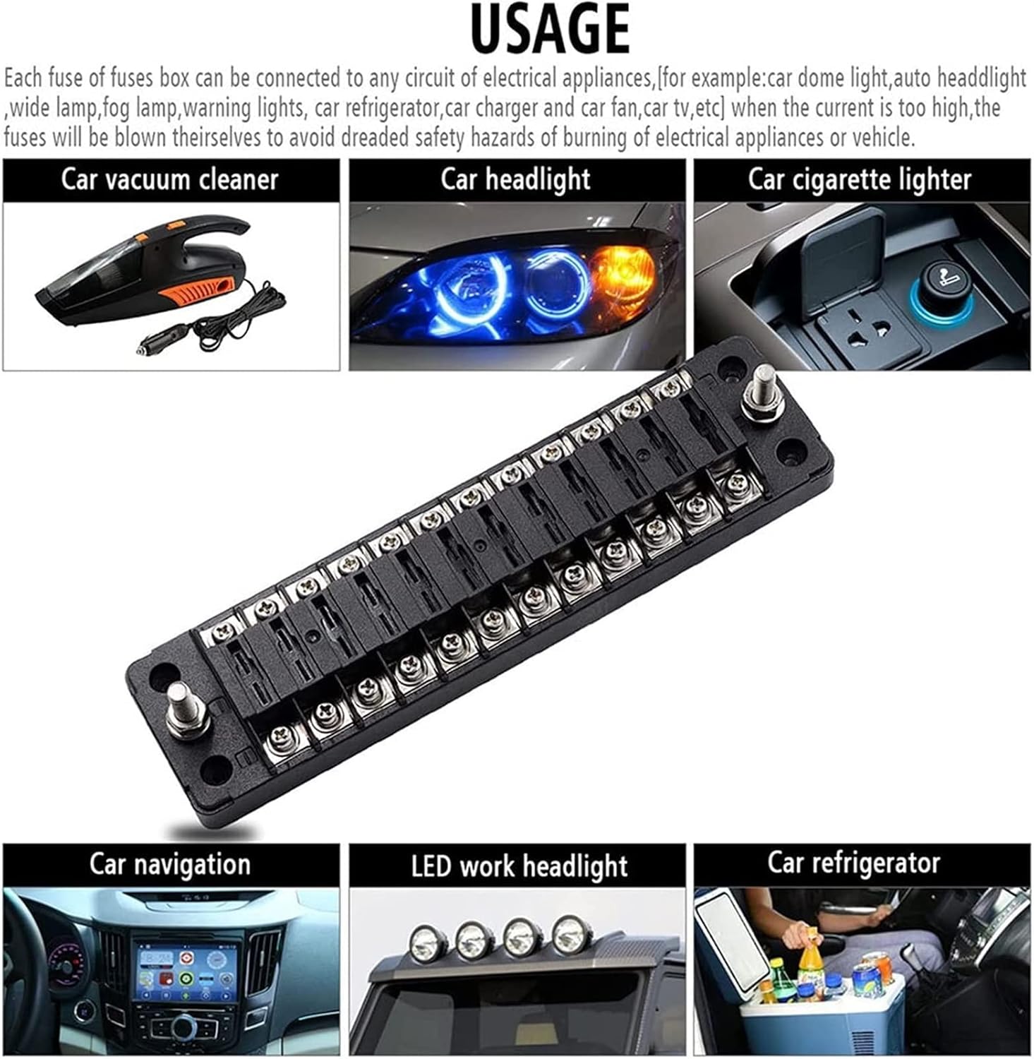 Car Plastic Fuse Box 12 Ways Flame Retardant Fuse Holder with Double Fuses for Auto Car Boat Marine Trike