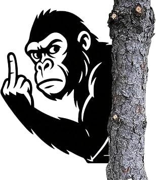 لافتة معدنية لبيج فوت من Middle Finger Peek-A-Boo - فن الساسكواتش المقلوب، ديكور قابل للتركيب على شجرة/عمود للحديقة الخارجية والفناء والفناء - فن الحائط وديكور الفناء لبيج فوت