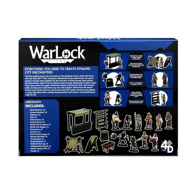 Foto 4 de 8 de WizKids , Warlock Tiles: Accessory - Merchants , 1 + Players , Ages 12+ , 30 to 60 Minutes Playing Time
