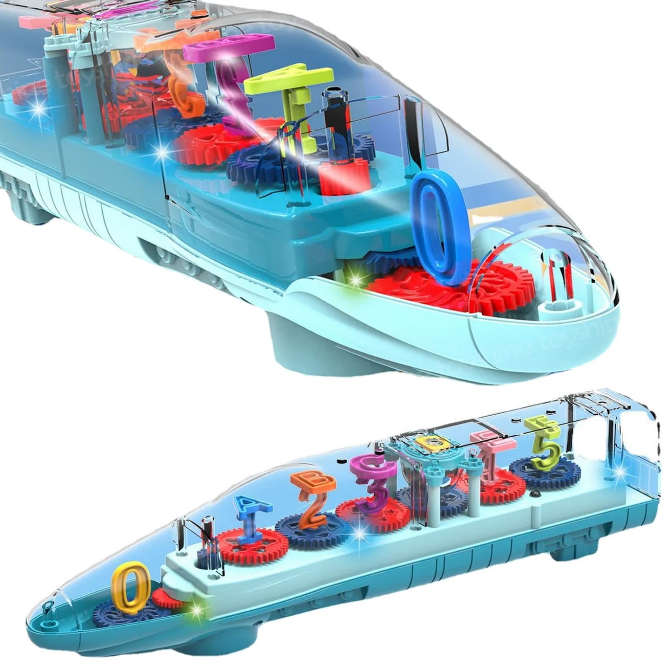 Toyshine Big Transparent Bump and Go Train with 3D Lightning, Moving Gears and Music | Birthday Toy Gift for 2-5 Year Old Boy, Girl, Baby - Numbers (B09S9WBB3F) Amazon Price History, Amazon Price Tracker