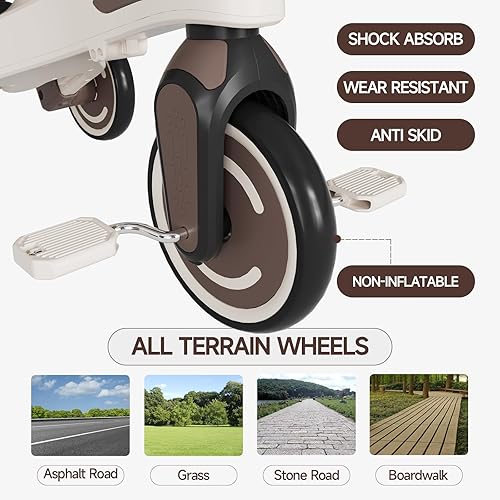 Miniatura 6 de Winhope Triciclo para niños, triciclo 6 en 1 para bebés con asa de empuje ajustable, asiento reversible y toldo, cochecito de bebé para niños de 1 a